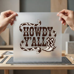 Howdy All Boots Western Usa Vintage Ready to Press DTF Transfer for Dtf