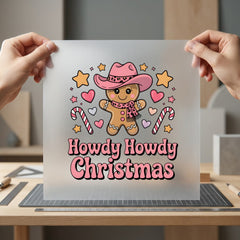 Howdy Christmas Gingerbread Cowboy Christmas Western Ready to Press DTF Transfer for Dtf
