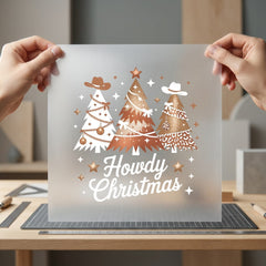 Howdy Christmas Trees Cowboy Usa Christmas Ready to Press DTF Transfer for Dtf