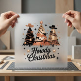 Howdy Christmas Trees Cowboy Usa Christmas Ready to Press DTF Transfer for Dtf