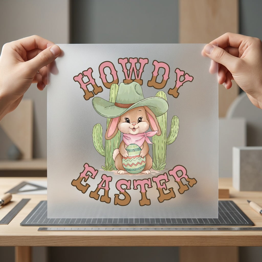 Howdy Easter Bunny Western Easter Western Ready to Press DTF Transfer for Dtf