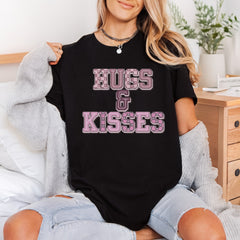 Hugs Kisses Retro Pink Valentine Vintage Ready to Press DTF Transfer for Dtf