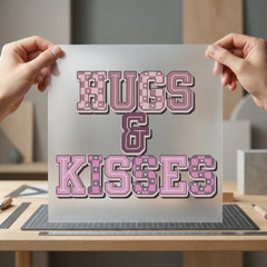 Hugs Kisses Retro Pink Valentine Vintage Ready to Press DTF Transfer for Dtf
