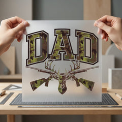 Hunting Dad Camo Deer Dad Hunting Ready to Press DTF Transfer for Dtf