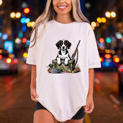 Hunting Dog Duck Cartoon Mom Dad Ready to Press DTF Transfer for Dtf