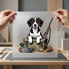 Hunting Dog Duck Cartoon Mom Dad Ready to Press DTF Transfer for Dtf