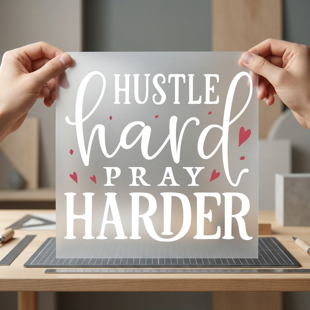 Hustle Hard Pray Harder Christian Faith Ready to Press DTF Transfer for Dtf
