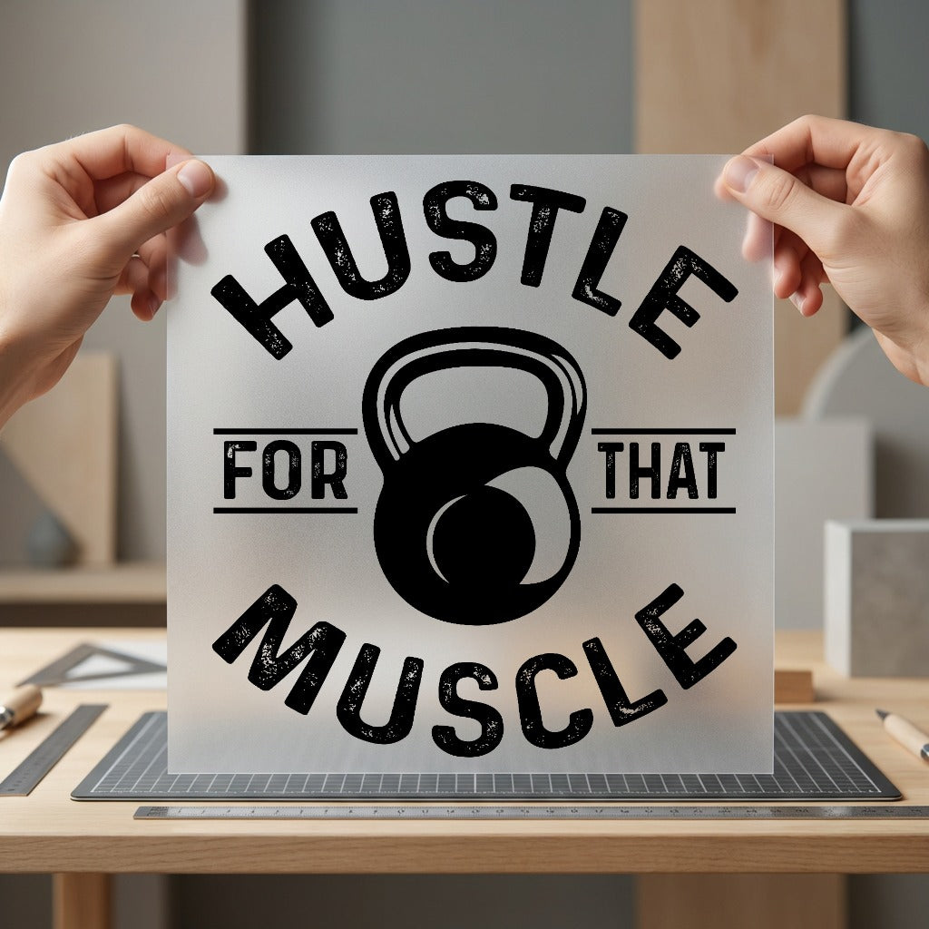 Hustle Muscle Kettlebell Fitness Aesthetic Fitness Ready to Press DTF Transfer for Dtf
