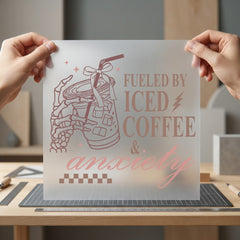 Iced Coffee Anxiety Retro Halloween Funny Ready to Press DTF Transfer for Dtf