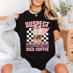Iced Coffee Suspect Retro Funny Sarcastic Ready to Press DTF Transfer for Dtf