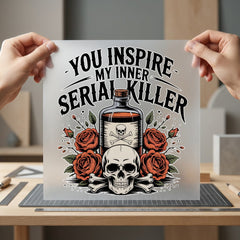 Inner Serial Killer Quote Halloween Vintage Ready to Press DTF Transfer for Dtf