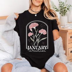 January Carnation Birth Flower Aesthetic Floral Ready to Press DTF Transfer for Dtf