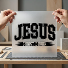 Jesus Christ Born Collegiate Christian Faith Ready to Press DTF Transfer for Dtf