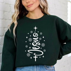 Jesus Christmas Tree | Winter Faith & Joy Sweatshirt - Luckets.com
