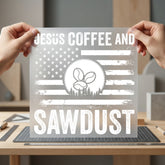 Jesus Coffee Sawdust Patriotic Christian Jesus Ready to Press DTF Transfer for Dtf