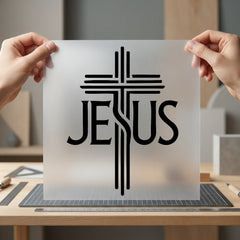 Jesus Cross Outline Christian Christian Faith Ready to Press DTF Transfer for Dtf