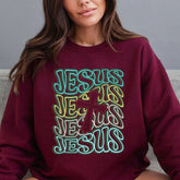 Jesus Cross Outline | Retro Faith Statement Sweatshirt - Luckets.com