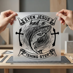 Jesus Fishing Story Retro Christian Faith Ready to Press DTF Transfer for Dtf