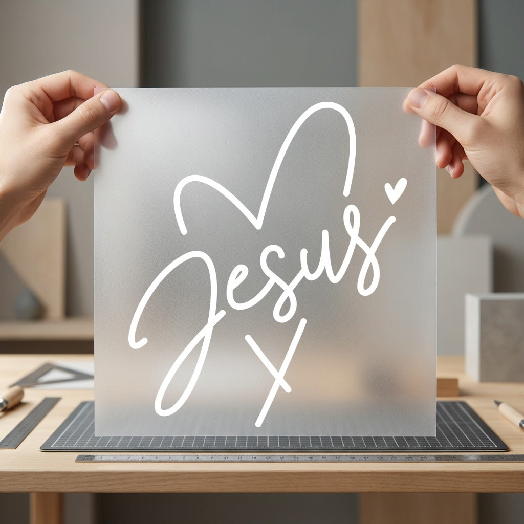 Jesus Heart Script Faith-based Christian Faith Ready to Press DTF Transfer for Dtf