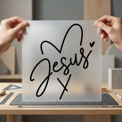 Jesus Heart Script Faith-based Christian Faith Ready to Press DTF Transfer for Dtf