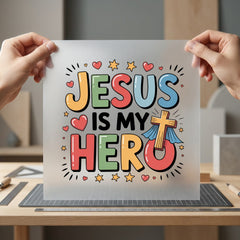 Jesus Hero Christian Text Christian Faith Ready to Press DTF Transfer for Dtf