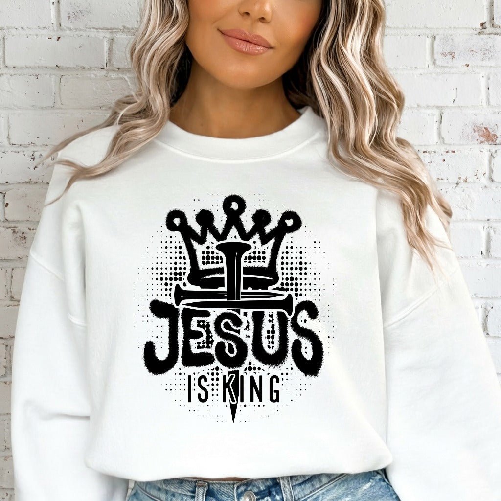 Jesus Is King | Crown & Nails Faith Sweatshirt - Luckets.com