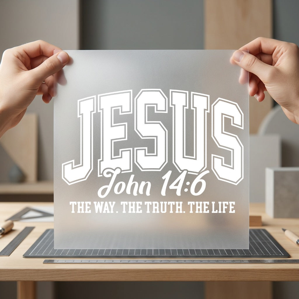 Jesus John Collegiate Script Christian Faith Ready to Press DTF Transfer for Dtf