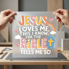 Jesus Loves Bible Christian Christian Faith Ready to Press DTF Transfer for Dtf