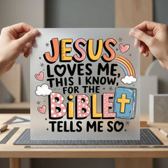 Jesus Loves Bible Christian Christian Faith Ready to Press DTF Transfer for Dtf
