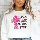 Jesus Loves Me This I Know | Pink Cross & Hearts Sweatshirt - Luckets.com