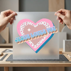 Jesus Loves You Heart Christian Faith Ready to Press DTF Transfer for Dtf