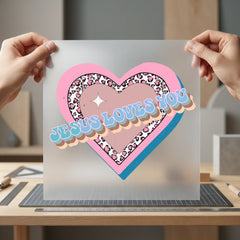 Jesus Loves You Heart Christian Faith Ready to Press DTF Transfer for Dtf