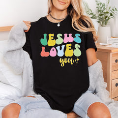Jesus Loves You Retro Christian Faith Ready to Press DTF Transfer for Dtf