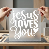 Jesus Loves You Script Christian Faith Ready to Press DTF Transfer for Dtf