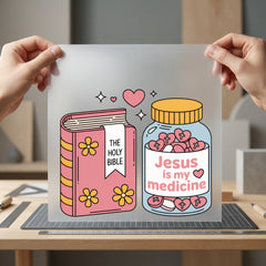 Jesus Medicine Holy Bible Christian Faith Ready to Press DTF Transfer for Dtf
