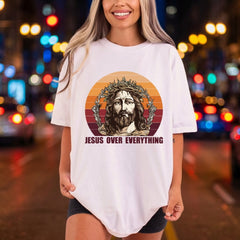 Jesus Over Everything Retro Christian Faith Ready to Press DTF Transfer for Dtf