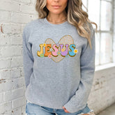 Jesus | Retro Floral Heart Sweatshirt - Luckets.com