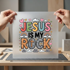 Jesus Rock Rainbow Christian Christian Faith Ready to Press DTF Transfer for Dtf