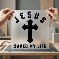 Jesus Saved Life Cross Christian Faith Ready to Press DTF Transfer for Dtf