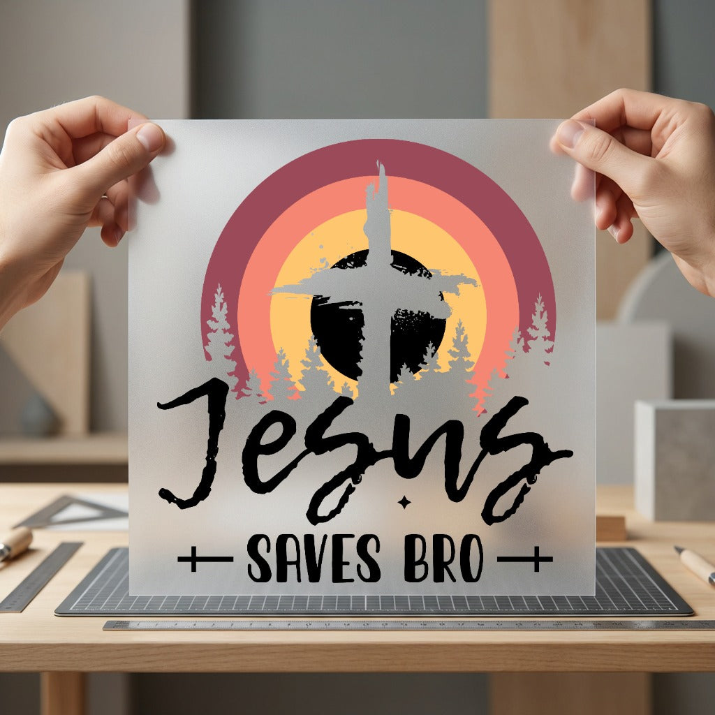 Jesus Saves Bro Faith-inspired Christian Faith Ready to Press DTF Transfer for Dtf