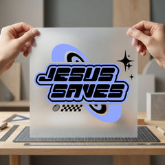 Jesus Saves Retro Y2k Christian Faith Ready to Press DTF Transfer for Dtf