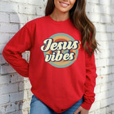 Jesus Vibes | Retro Faith & Spiritual Crewneck Sweatshirt - Luckets.com