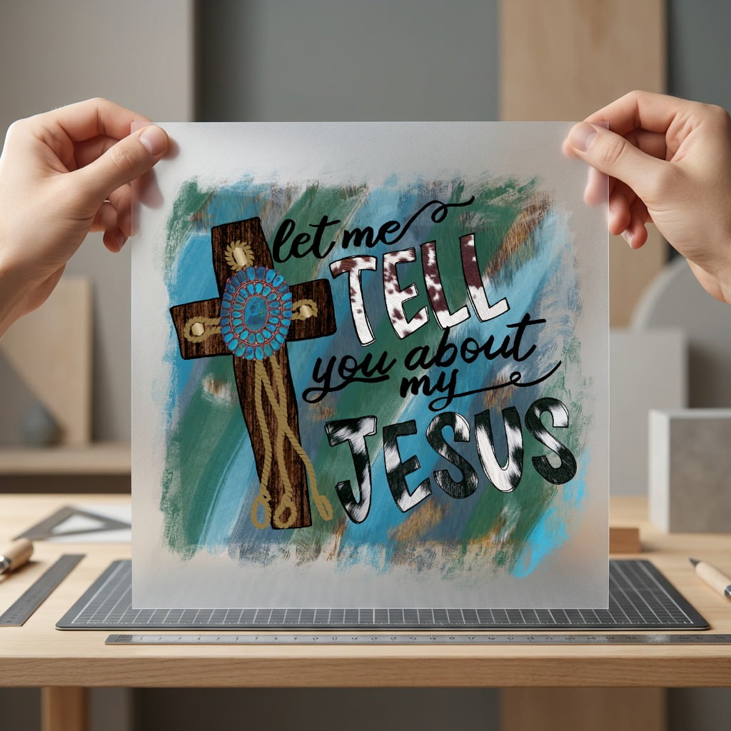 Jesus Western Cross Rustic Christian Faith Ready to Press DTF Transfer for Dtf