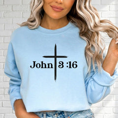 John 3:16 Cross | Foundation & Faith Sweatshirt - Luckets.com