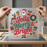 Jolly Merry Bright Christmas Christmas Ready to Press DTF Transfer for Dtf