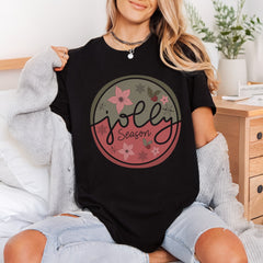 Jolly Season Winter Floral Christmas Winter Ready to Press DTF Transfer for Dtf