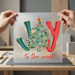 Joy World Christmas Tree Christmas Ready to Press DTF Transfer for Dtf