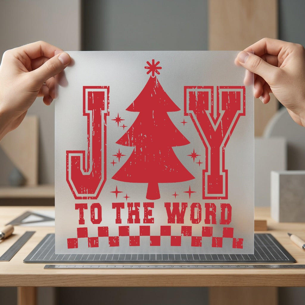 Joy World Distressed Christmas Christmas Vintage Ready to Press DTF Transfer for Dtf