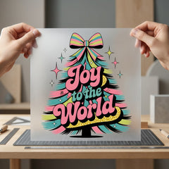 Joy World Retro Christmas Faith Christmas Ready to Press DTF Transfer for Dtf