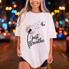 Just Breathe Dandelion Calm Butterfly Ready to Press DTF Transfer for Dtf
